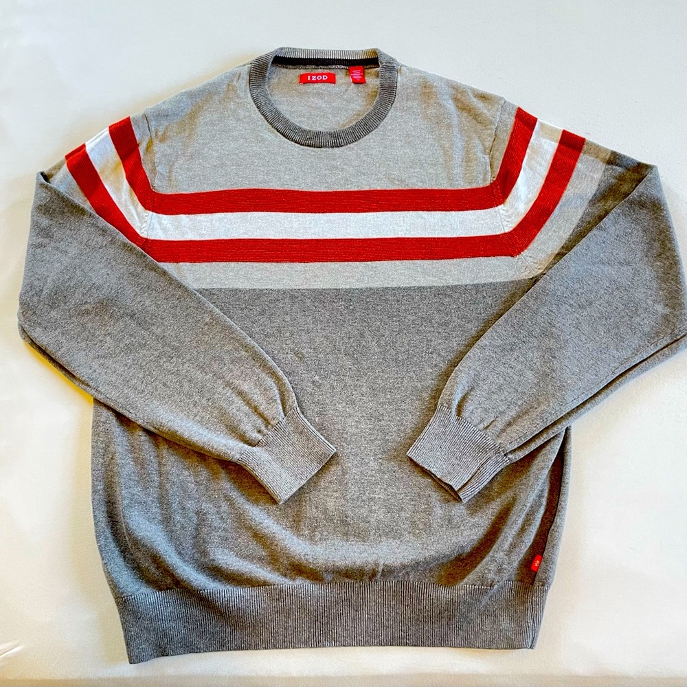 Retro Izod striped crewneck grandpa sweater men’s size medium 70’s style